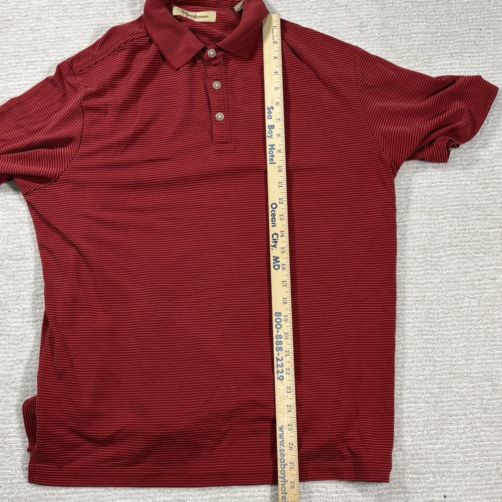 Tommy Bahama Polo Shirt Mens Large Red Ribbed Modal Blend Short Sleeve Hawaiian - Picture 7 of 8